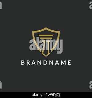 ZI Initial Monogramm-Logo mit Design-Ideen im Säulen- und Schildstil Stock Vektor