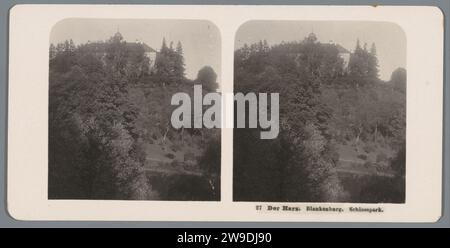 Test OP Schloss Blankenburg, neue Fotogesellschaft, 1904 stereographische Harzpappe. Fotografische Unterstützung Gelatine Silberdruck Berge. Schloss Blankenburg Stockfoto