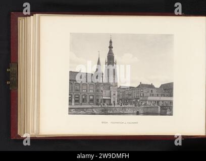 Ansicht des Vismarktes und der Grote Kerk in Breda, Anonym, in oder nach 1908 fotomechanischen Druck diese Seite ist Teil eines Albums. Papierkollotypie Stadtansicht allgemein; 'Veduta'. Teile der Kirche außen und Nebengebäude: turm. Kanäle, Gewässer (in der Stadt) Breda Stockfoto