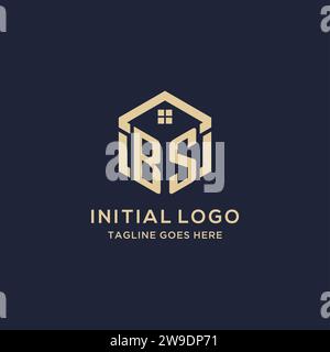 Initialen BS-Logo mit abstrakter Hauptdach-Sechseck-Form, einfache und moderne Immobilien-Logo-Design-Vektorgrafik Stock Vektor