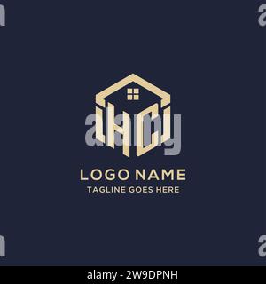 Initialen HC-Logo mit abstrakter Hauptdach-Sechseck-Form, einfache und moderne Immobilien-Logo-Design-Vektorgrafik Stock Vektor