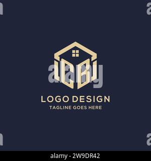 Initialen CB-Logo mit abstrakter Home-Dach-Sechseck-Form, einfache und moderne Immobilien-Logo-Design-Vektorgrafik Stock Vektor