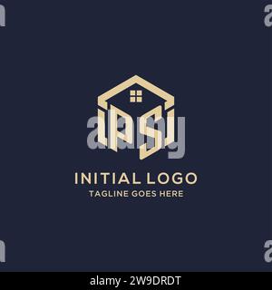 Initialen PS-Logo mit abstrakter sechseckiger Form, einfache und moderne Immobilienlogo Design Vektorgrafik Stock Vektor