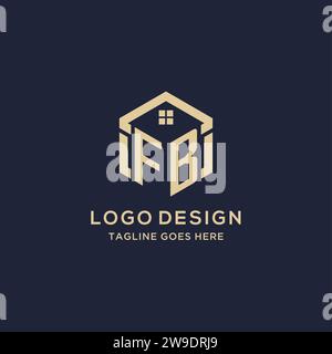 Initialen FB-Logo mit abstraktem Hauptdach-Sechseck-Form, einfache und moderne Immobilien-Logo-Design-Vektorgrafik Stock Vektor