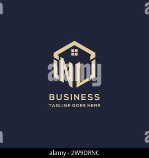Initialen NL-Logo mit abstraktem Hauptdach sechseckige Form, einfache und moderne Immobilien-Logo Design Vektorgrafik Stock Vektor