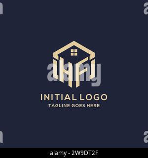 Initialen HF-Logo mit abstrakter Heimatdach-Sechseckform, einfache und moderne Immobilien-Logo-Design-Vektorgrafik Stock Vektor