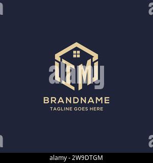 Initialen im-Logo mit abstrakter Hauptdach-Sechseck-Form, einfache und moderne Immobilien-Logo-Design-Vektorgrafik Stock Vektor