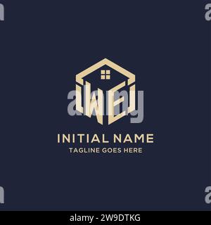 Initialen WIR Logo mit abstraktem Hauptdach sechseckige Form, einfache und moderne Immobilien Logo Design Vektorgrafik Stock Vektor