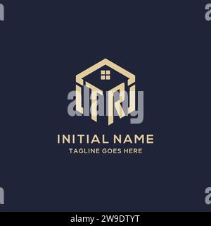 Initialen TR-Logo mit abstrakter Home-Dach-Sechseck-Form, einfache und moderne Immobilien-Logo-Design-Vektorgrafik Stock Vektor