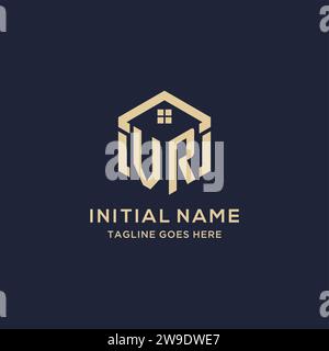 Initialen VR-Logo mit abstrakter sechseckiger Form, einfache und moderne Immobilienlogo Design Vektorgrafik Stock Vektor