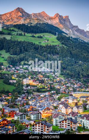 Engelberg, Schweiz in den alpen bei Dämmerung. Stockfoto