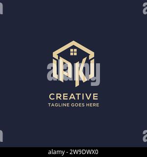 Initialen PK-Logo mit abstraktem Hauptdach-Sechseck-Form, einfache und moderne Immobilien-Logo-Design-Vektorgrafik Stock Vektor
