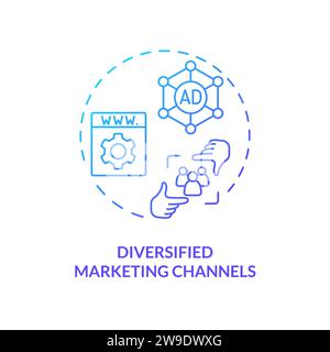 Thin Line Diversified Marketing Channels Symbol Konzept Stock Vektor