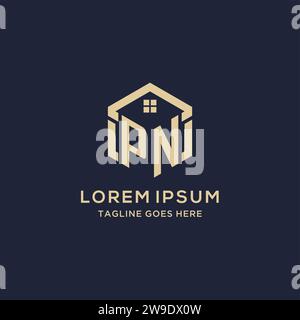 Initialen PN-Logo mit abstrakter Hauptdach-Sechseck-Form, einfache und moderne Immobilien-Logo-Design-Vektorgrafik Stock Vektor
