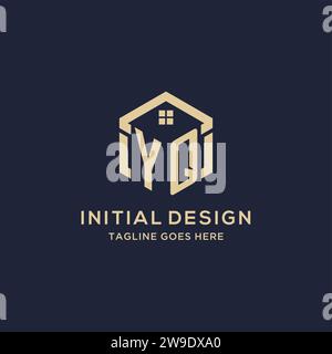 Initialen YQ-Logo mit abstrakter Home-Dach-Sechseck-Form, einfache und moderne Immobilien-Logo-Design-Vektorgrafik Stock Vektor