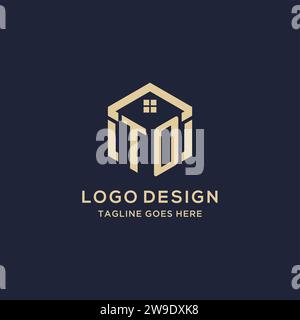 Initialen ZUM Logo mit abstrakter Hauptdach-Sechseck-Form, einfache und moderne Immobilien-Logo-Design-Vektorgrafik Stock Vektor