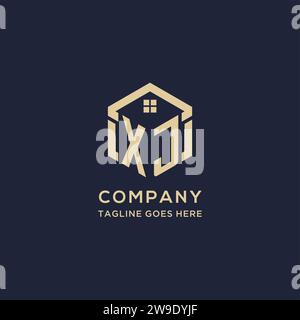 Initialen XJ-Logo mit abstrakter sechseckiger Form, einfaches und modernes Immobilienlogo Design Vektorgrafik Stock Vektor