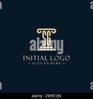 SG Initial Monogramm-Logos mit Stilideen für Säulenformen Stock Vektor