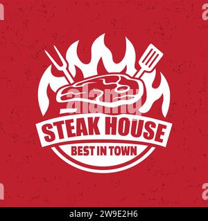 Steak-Logo. Das Steak House ist das beste der Stadt Stock Vektor