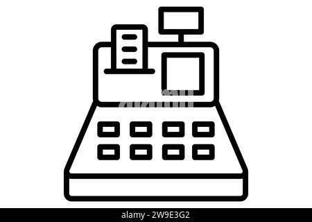 Symbol für die Registrierkasse. Symbol für Einzelhandels- und Finanztransaktionen. Liniensymbolstil. Elementabbildung Stock Vektor