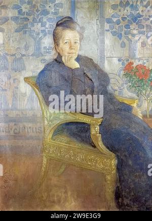 Selma Lagerlöf (1858–1940), schwedische Schriftstellerin. Erste Frau mit dem Nobelpreis für Literatur (1909), Porträtmalerei in Öl auf Leinwand von Carl Larsson, 1908 Stockfoto