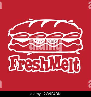 Simple Sub Sandwich Logo Vektor Design in roter Farbe Stock Vektor