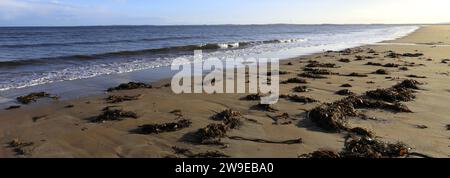 Der große Sandstrand im Dorf Dornoch, Ostküste von Sutherland, Schottland, Großbritannien Stockfoto