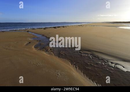 Der große Sandstrand im Dorf Dornoch, Ostküste von Sutherland, Schottland, Großbritannien Stockfoto