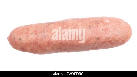 Rohe Würstchen für den Grill, italienische Speisen mit Schneideweg, Salsiccia Wurst isoliert auf weißem Hintergrund Stockfoto