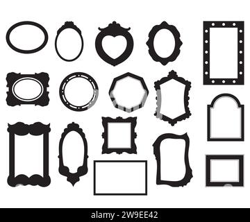 Bilderrahmen, Rahmen Vektorbündel, Bilderrahmen, Spiegelrahmen, Rahmen SVG, Vintage-Rahmen Clipart Stock Vektor