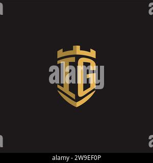 Initialen IG-Logo-Monogramm mit Vektorgrafik im Schilddesign Stock Vektor