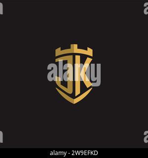 Initialen JK-Logo-Monogramm mit Vektorgrafik im Schilddesign Stock Vektor