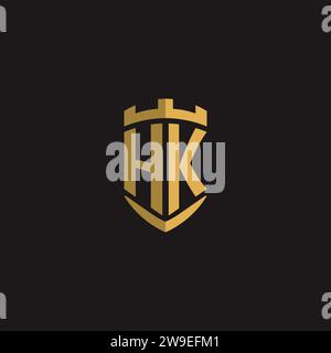 Initialen HK-Logo-Monogramm mit Vektorgrafik im Schilddesign Stock Vektor