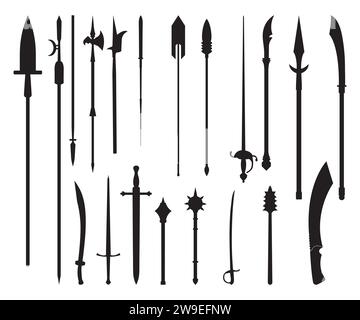 Speer Set, Speer, Indianer, Schwert, Messer, Wikinger Waffen Spear Clipart, Pistolendurchschlag, Speerschaltkreis schneiden Akten, kreuzen Stock Vektor