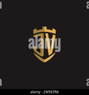 Initialen JV-Logo-Monogramm mit Vektorgrafik im Schilddesign Stock Vektor