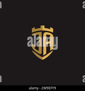 Initialen ja-Logo-Monogramm mit Vektorgrafik im Schilddesign Stock Vektor