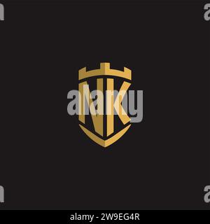 Monogramm mit NK-Logo und Vektorgrafik im Schilddesign Stock Vektor