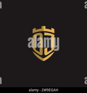 Initialen OJ-Logo-Monogramm mit Vektorgrafik im Schilddesign Stock Vektor