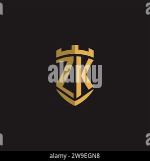 Monogramm mit ZK-Logo und Vektorgrafik im Schilddesign Stock Vektor
