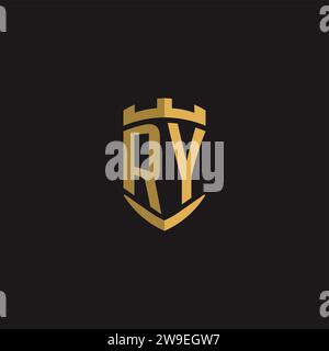 Initialen RY-Logo-Monogramm mit Vektorgrafik im Schilddesign Stock Vektor