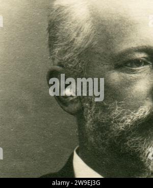 Pjotr Iljitsch Tschaikowski (* 7. Mai 1840 bis 6. November 1893) war ein russischer Komponist der Romantik. Alte Vintage-Postkarte des Russischen Reiches. 1889. Einzelheiten. Stockfoto