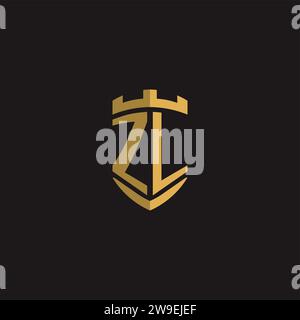 Monogramm mit ZL-Logo und Vektorgrafik im Schilddesign Stock Vektor