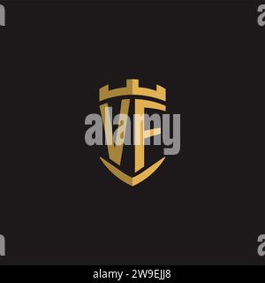 Initialen VF-Logo-Monogramm mit Vektorgrafik im Schilddesign Stock Vektor
