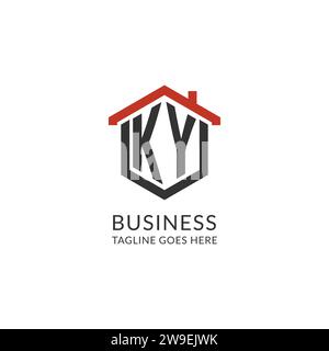 Initial Logo KY Monogramm mit Hauptdach sechseckförmigem Design, einfache und minimale Immobilienlogo Design Vektorgrafik Stock Vektor