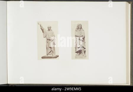 GIPS Models für Skulpturen am Louvre: Links 'Saint Bernard' von Francois Jouffroy und rechts 'La Bruyère' von Joseph Stanislas Lescorné, ca. 1855 - ca. 1857 Fotografie Teil der Réunion des Tuileries au Louvre 1852-1857, Album 1. Paris Papier. Fototräger mit gesalzenem Papier Dauerausstellung, Museum. Skulptur, Reproduktion einer Skulptur Palais du Louvre. Tuilerieënpaleis. Louvre Museum. Paris Stockfoto