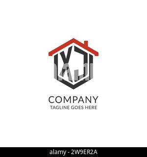 Initial Logo XJ Monogramm mit Home-Dach-sechseckförmigem Design, einfache und minimalistische Real Estate Logo Design Vektorgrafik Stock Vektor