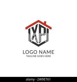 Initial Logo XP Monogramm mit Home Dach sechseckige Form Design, einfache und minimale Immobilien Logo Design Vektorgrafik Stock Vektor