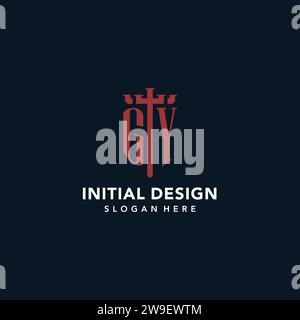 GY Initial Monogramm-Logos mit Design-Ideen für Schwert- und Schildform Stock Vektor