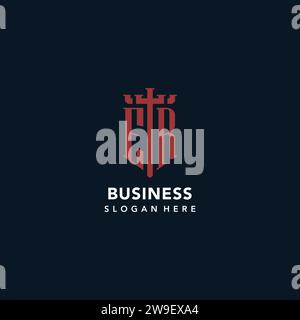 Erste Monogramm-Logos mit Design-Ideen für Schwert- und Schildform Stock Vektor