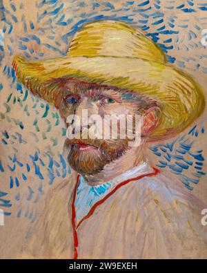 Selbstporträt mit Strohhut, Vincent van Gogh, 1887, Stockfoto